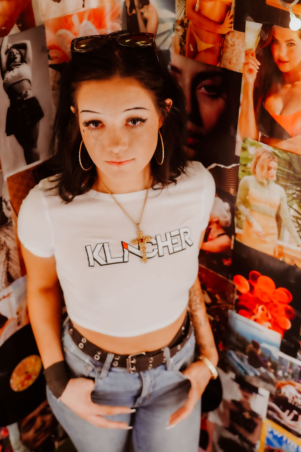 White Crop Top T-Shirt with Klincher Logo - Image 4