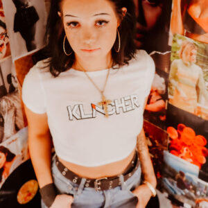 White Crop Top T-Shirt with Klincher Logo