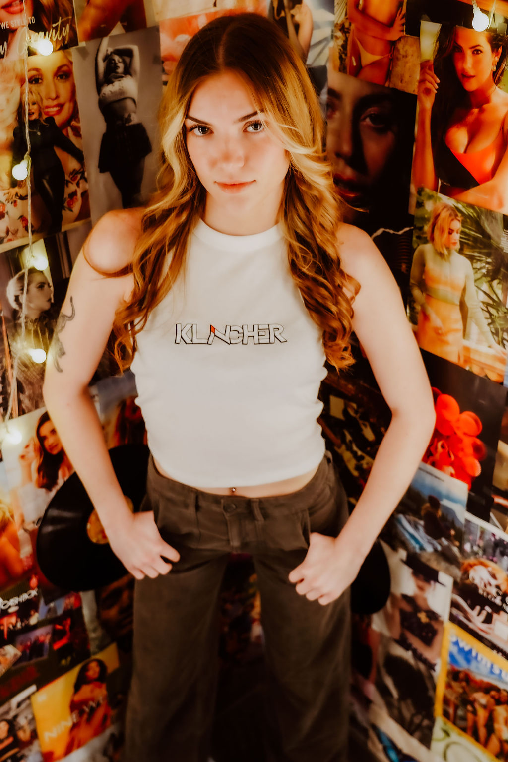 White Racerback Crop Top with Klincher Logo - Image 4