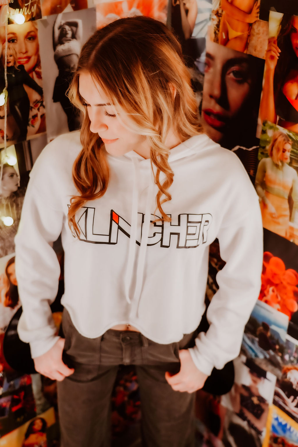 White Klincher Crop top hoodie