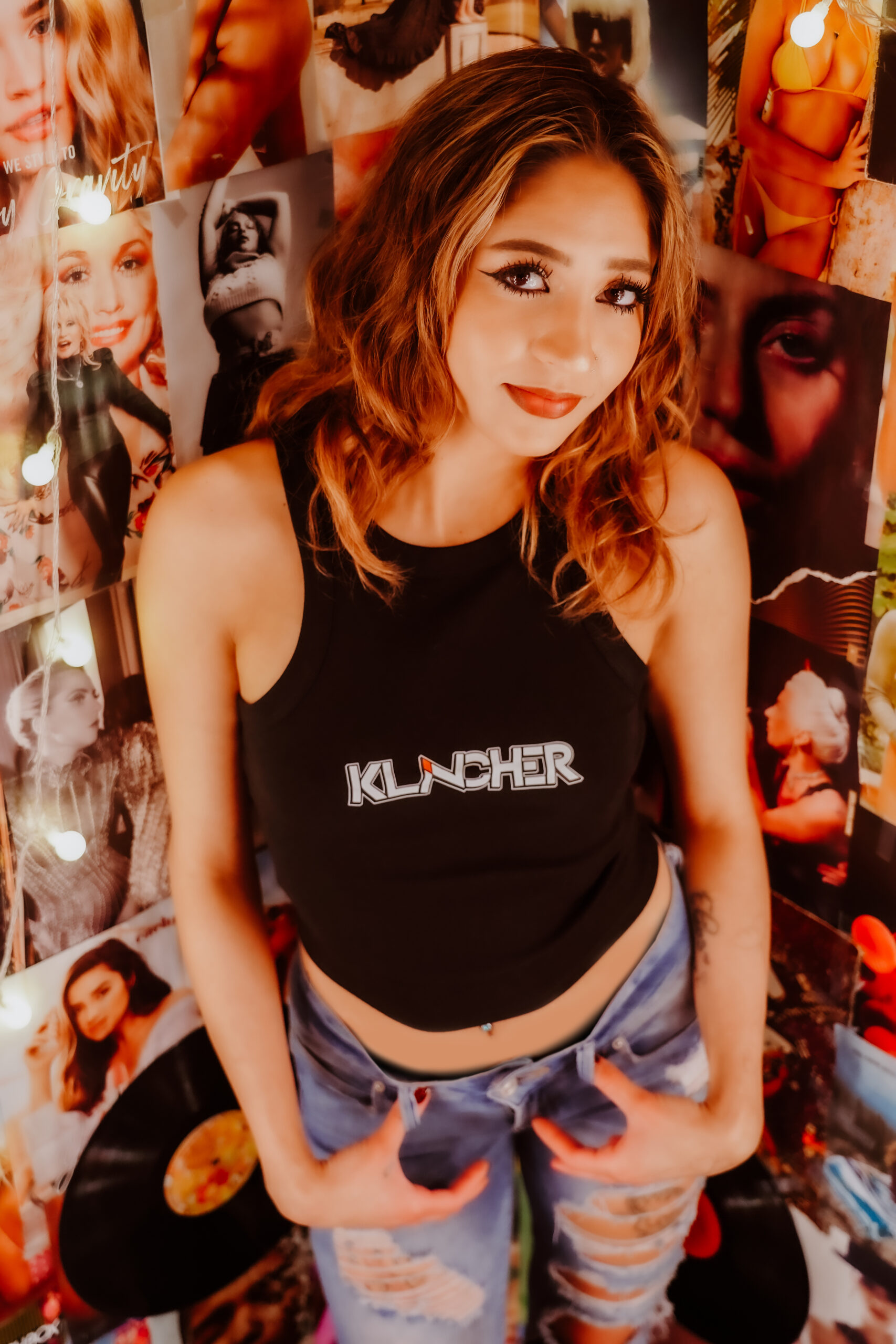 Black Racerback Tank with Klincher Logo