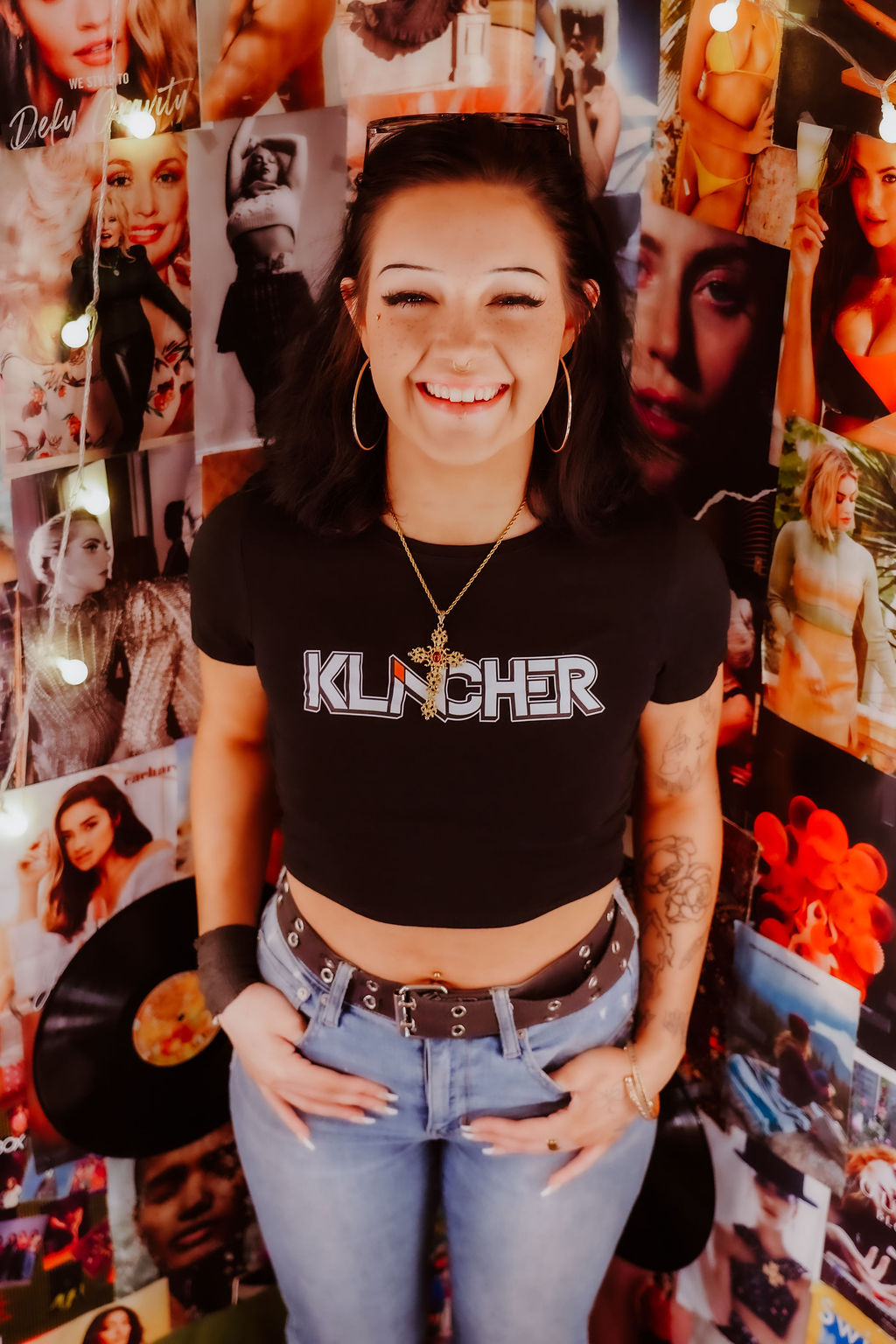 Black Crop Top T-Shirt with Klincher Logo - Image 2